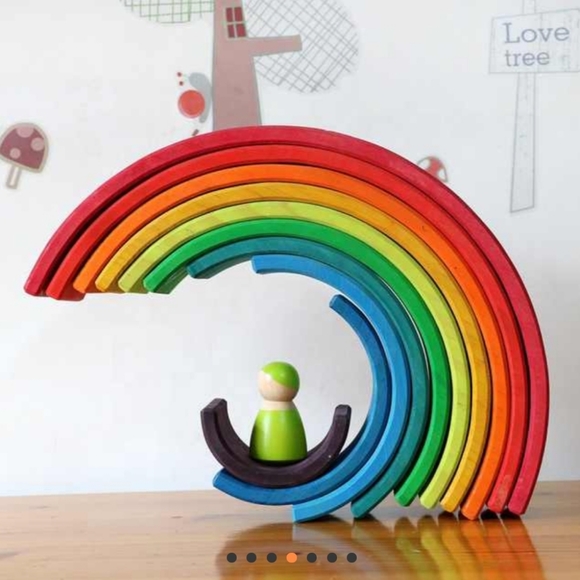 Wooden Rainbow stacking Montessori toy - Picture 4 of 12